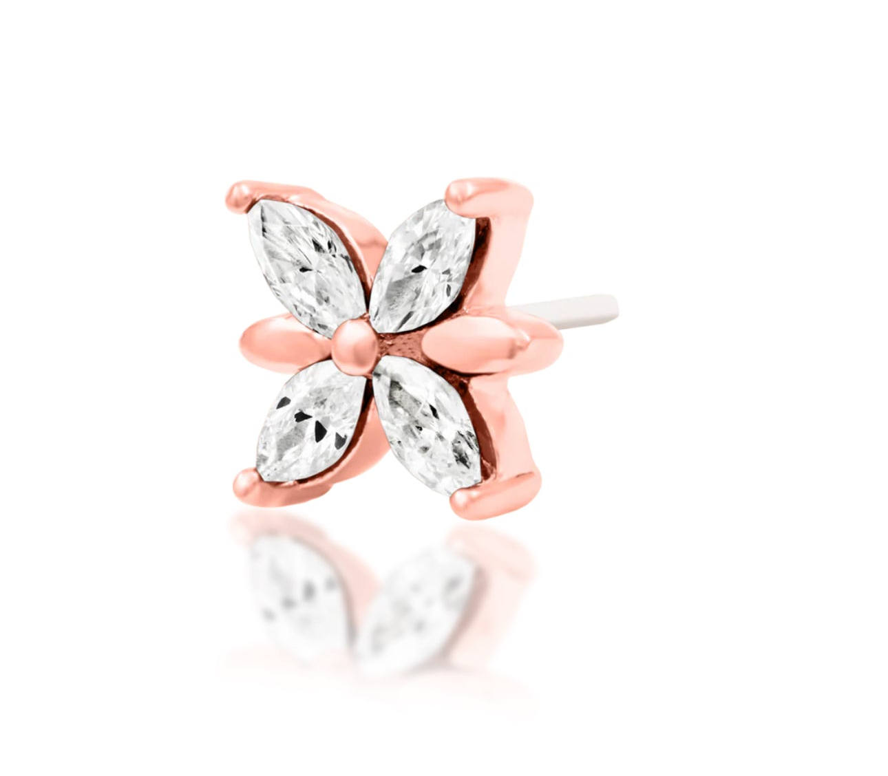 Junipurr Jewellery Lilliana White cz Threadless Attachment Flower Helix Earring