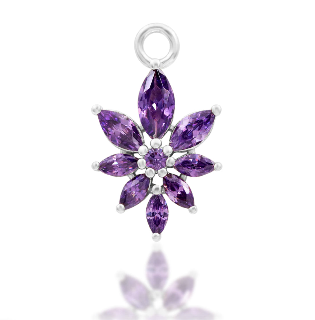Junipurr Jewellery Bailey Amethyst 14kt Gold Chain Charm Dangle Flower Lobe Earring