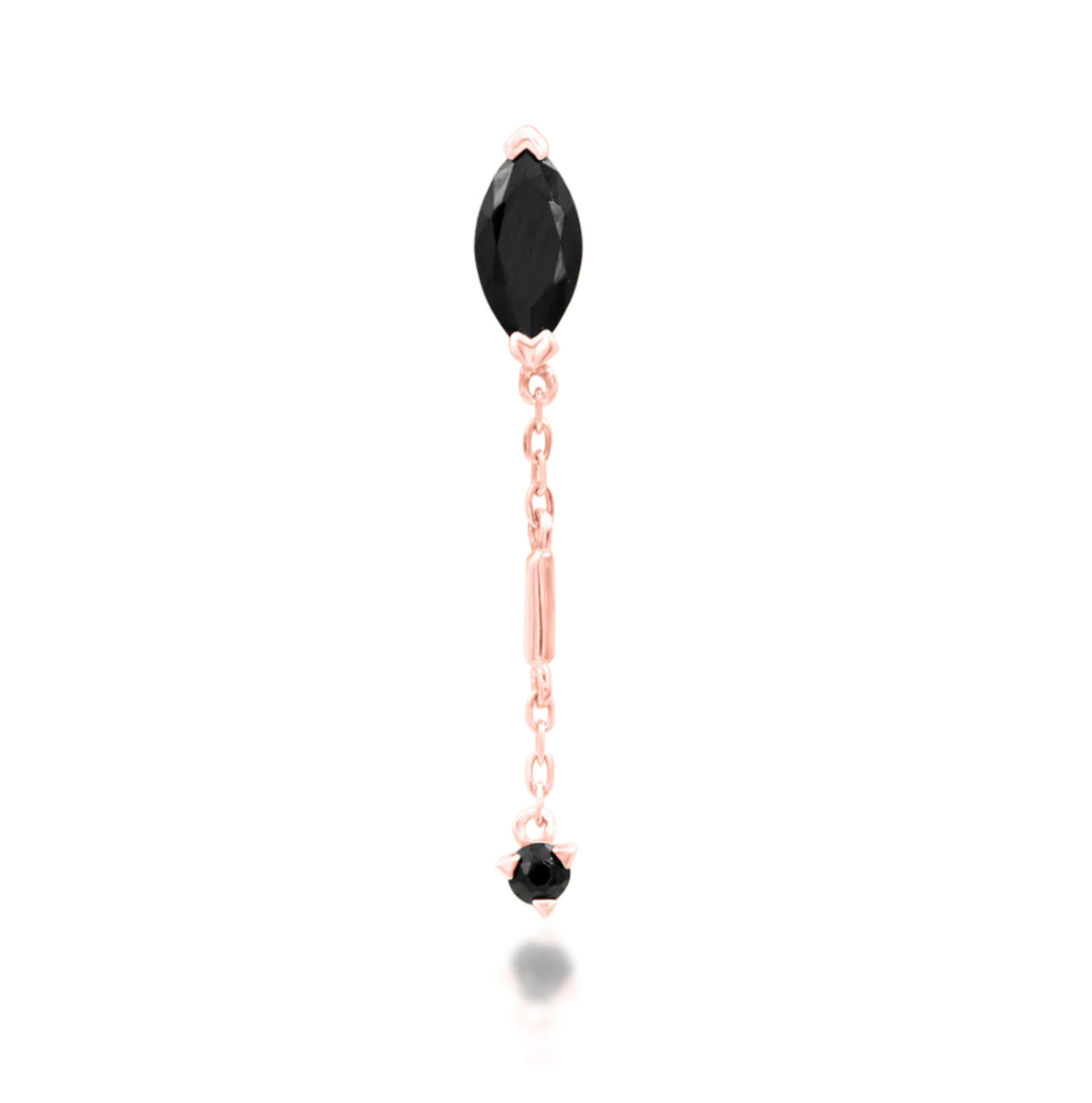 Junipurr Jewellery Akasha - Black CZ 14kt Gold Blavk CZ Threadless Attachment Chain Helix Earring