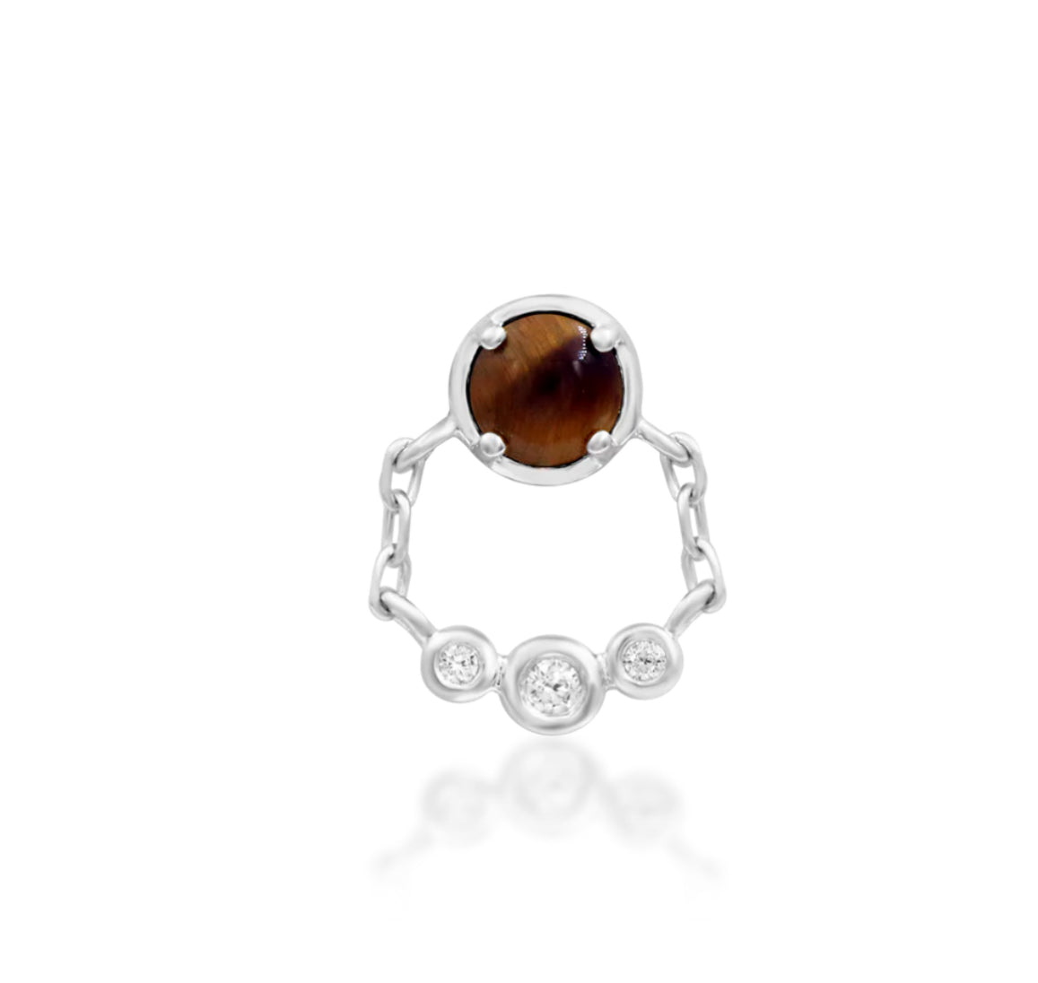 Junipurr Jewellery Zola 14kt Gold CZ Tiger Eye Chain Helix Threadless End