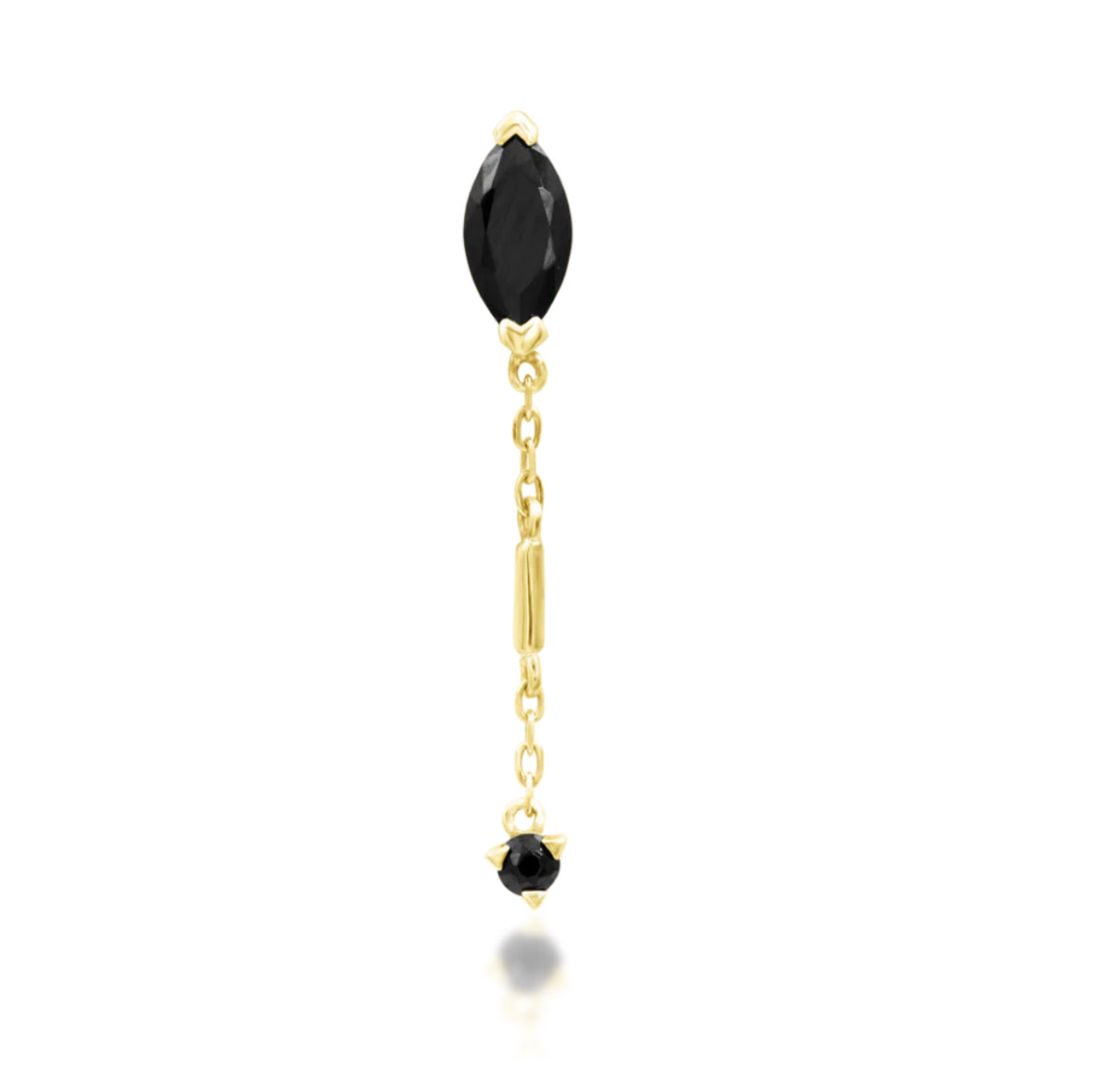 Junipurr Jewellery Akasha - Black CZ 14kt Gold Blavk CZ Threadless Attachment Chain Helix Earring