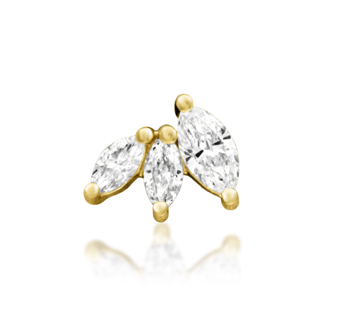 Junipurr Jewellery Reflection 14kt Gold Diamond Threadless Attachment Conch Helix Earring