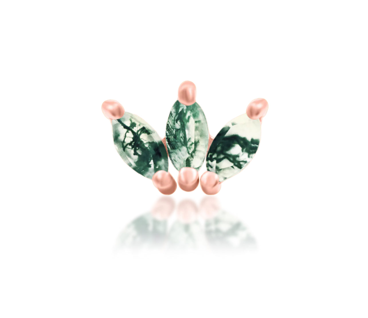 Junipurr Jewellery Moss Marquise Fan 14kt Gold Threadless Helix Attachment Earring
