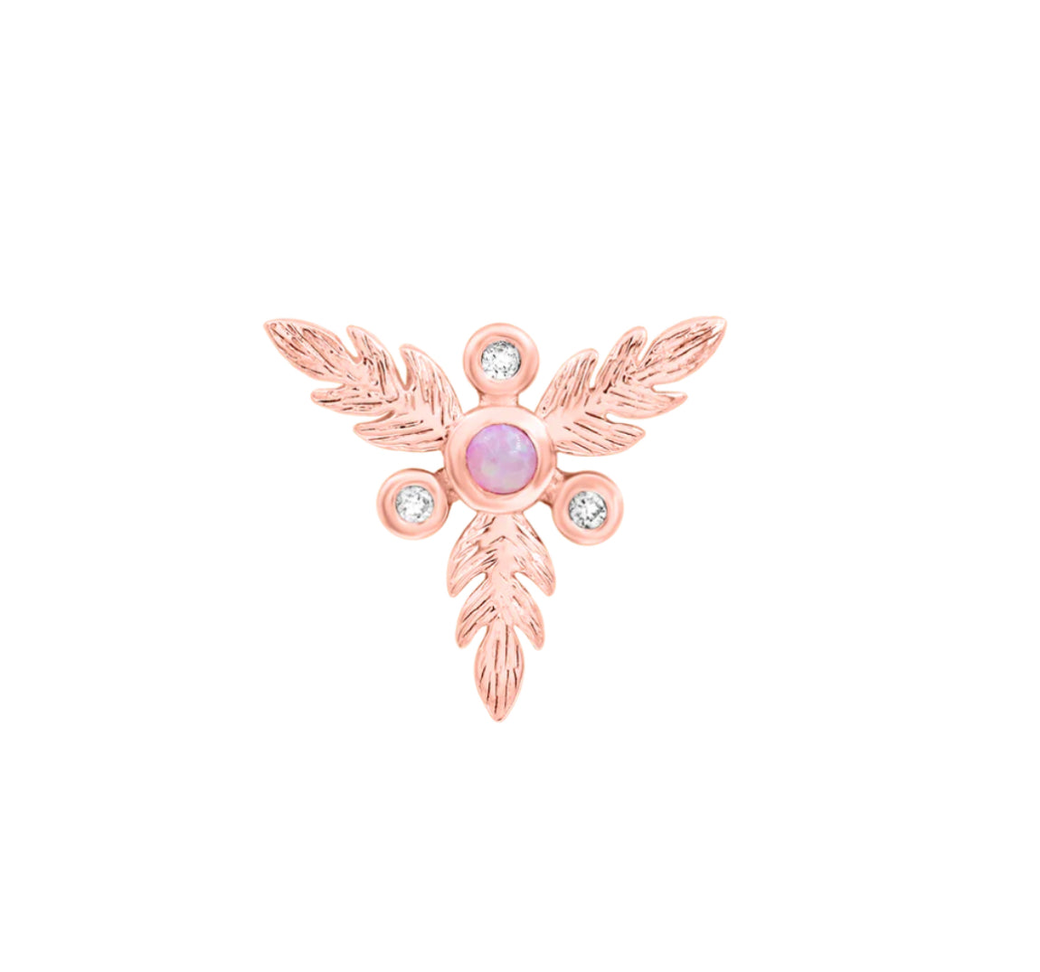 Junipurr Jewellery Rivendale 14kt Gold Opal & Pink CZ Threadless Attachment Conch Earring