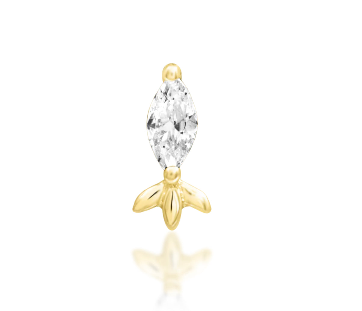 Junipurr Jewellery Rana White cz Threadless Attachment Lobe Earring