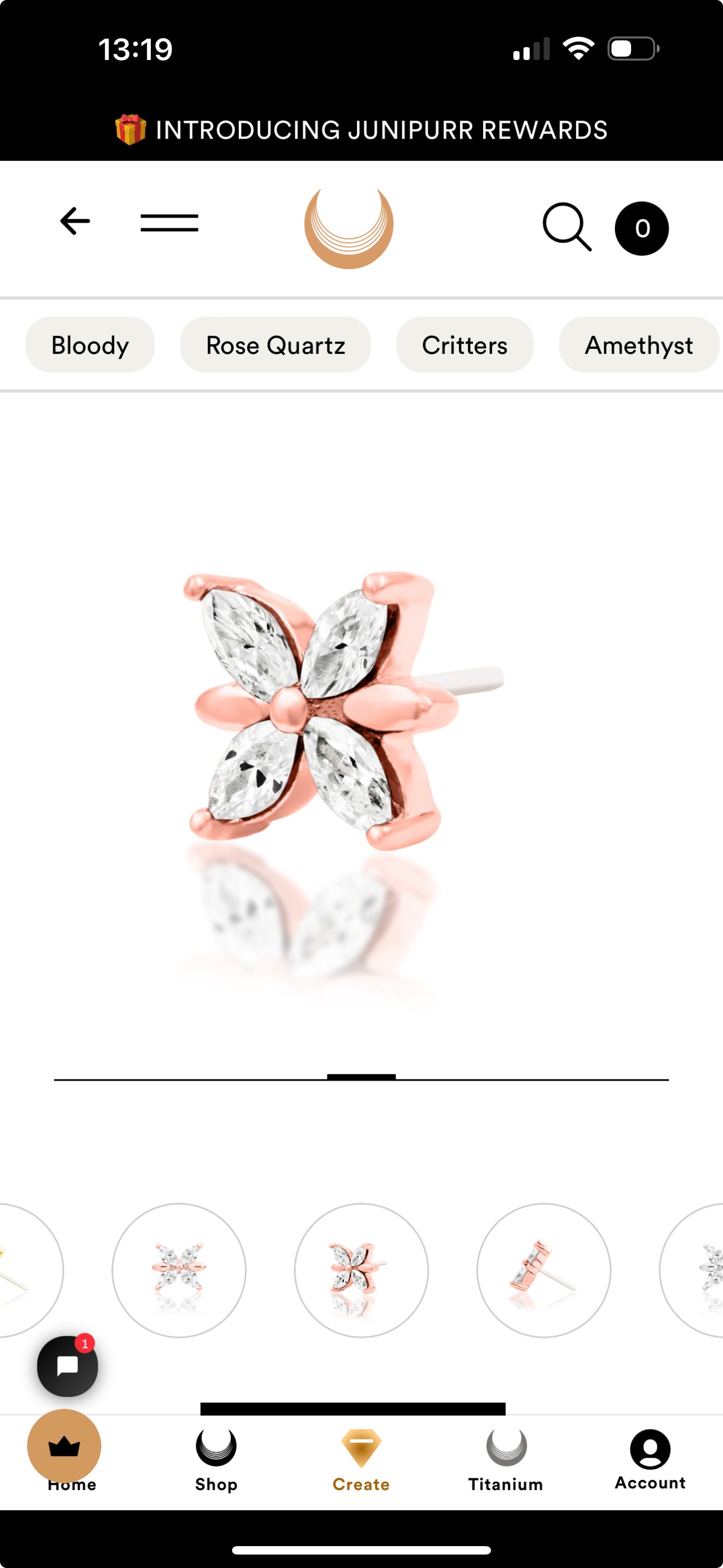 Junipurr Jewellery Lilliana White cz Threadless Attachment Flower Helix Earring