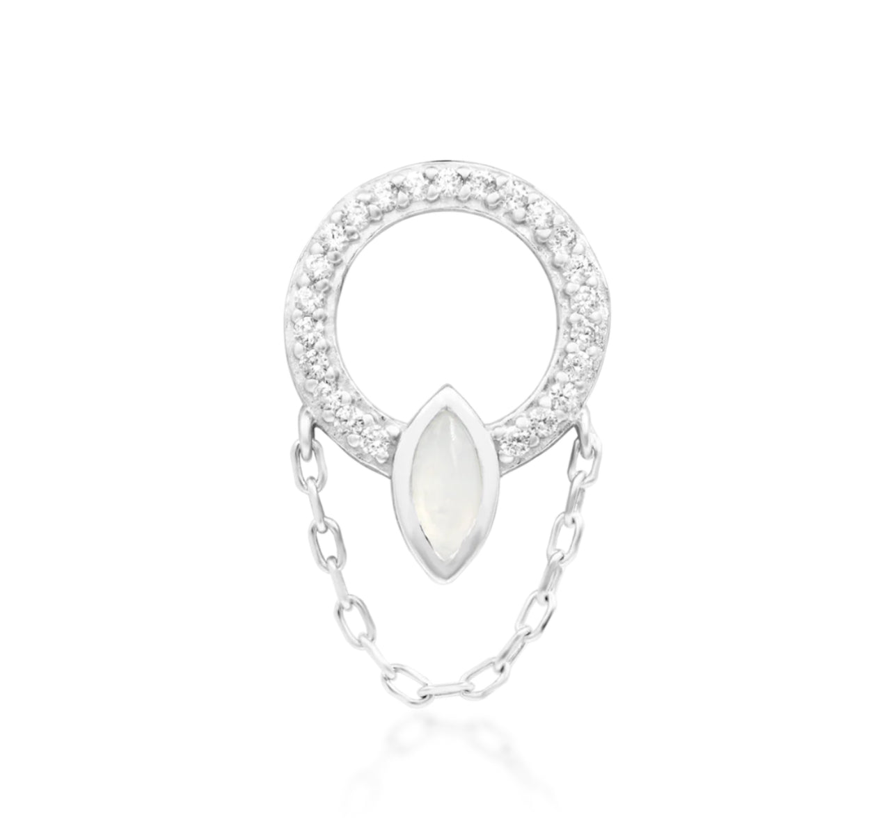 Junipurr Jewellery Brenna 14kt Gold Moonstone & CZ Threadless Attachment Helix Earring