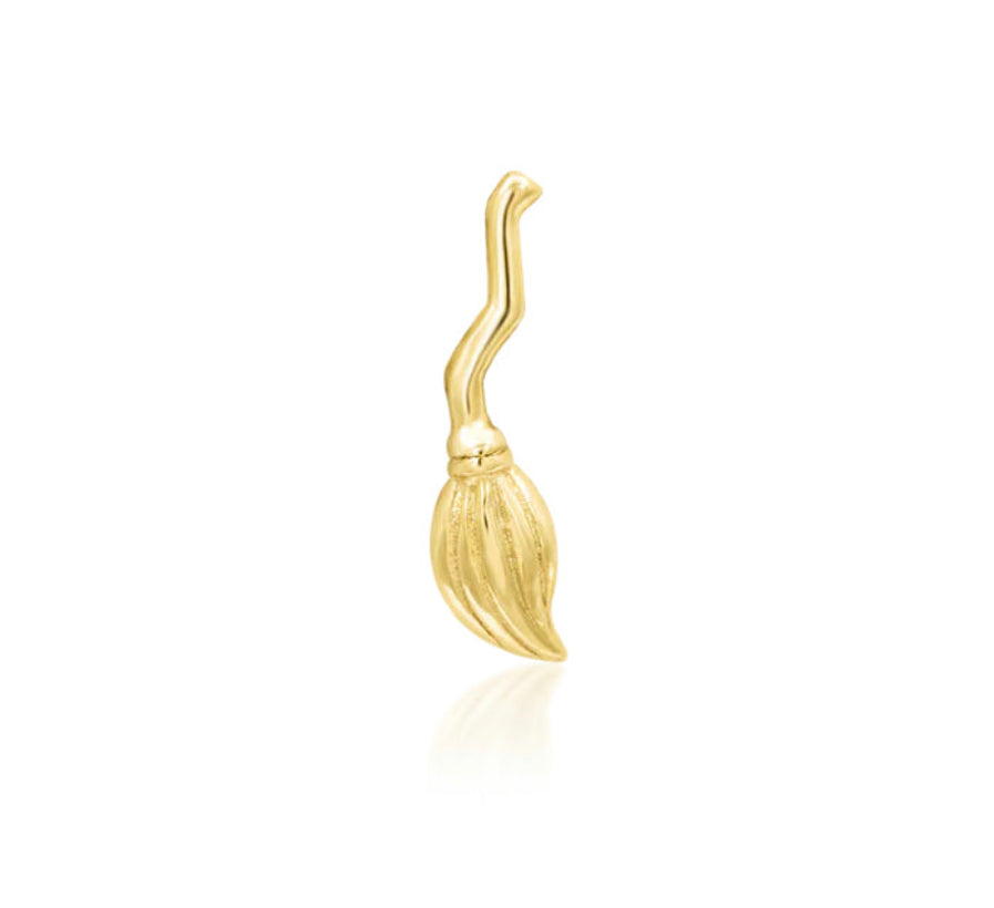 Junipurr Jewellery Witch Broom 14kt Gold Threadless End Earring