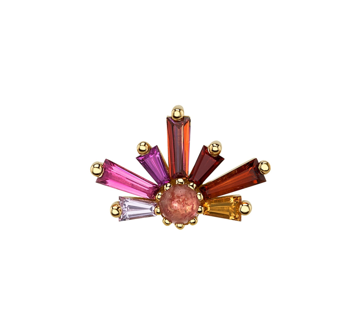 Design Your Own BVLA – Pick Your Setting & Gemstones - Half Supernova 14mm Gold Garnet Citrine Helix Conch Attachment Earring