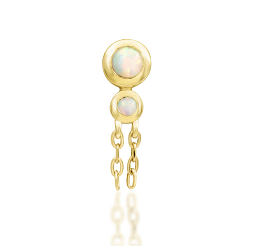Junipurr Jewellery Anneliese 14kt Gold Opal Dangle Chain Threadless Attachment Helix Earring