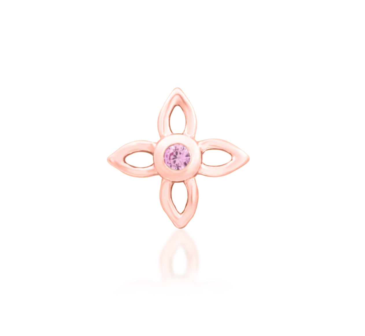 Junipurr Jewellery Fleur 14kt Gold Threadless Attachment Pink Helix Earring