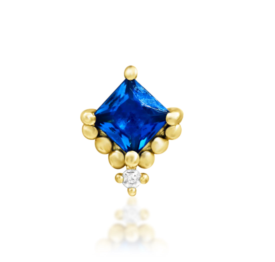 Junipurr Jewellery 14kt Gold Hesper Blue beaded Threadless Attachment Conch Earring