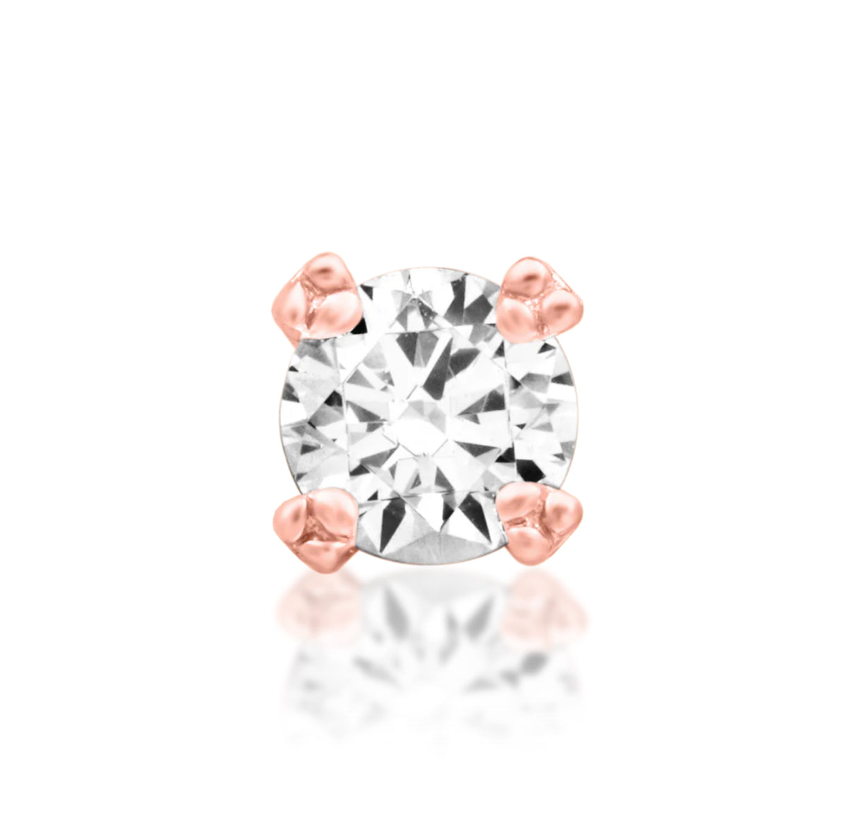 Junipurr Jewellery Tribead Prong 14kt Gold CZ Threadless Attachment Lobe Earring