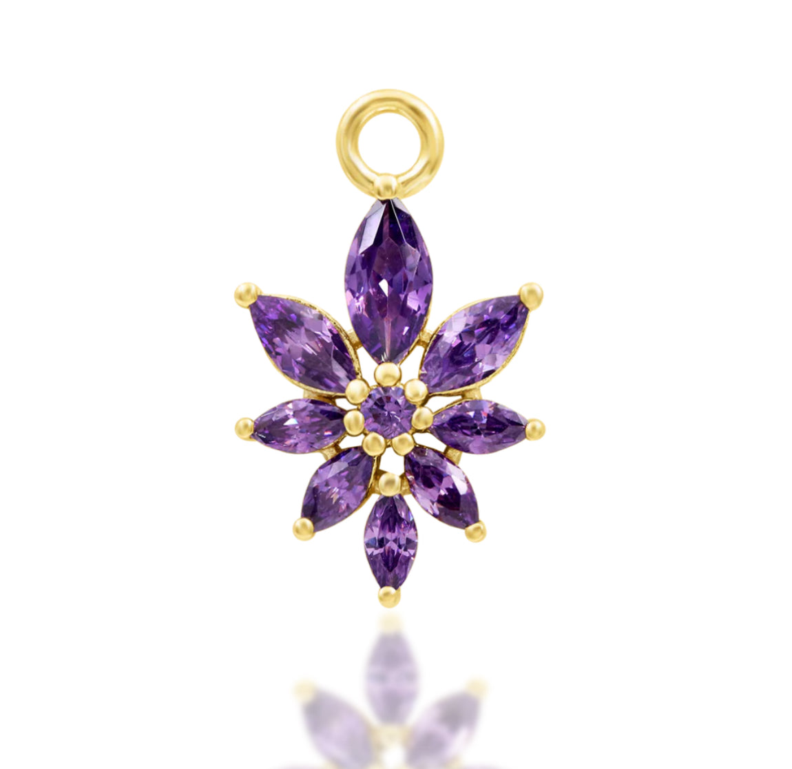 Junipurr Jewellery Bailey Amethyst 14kt Gold Chain Charm Dangle Flower Lobe Earring