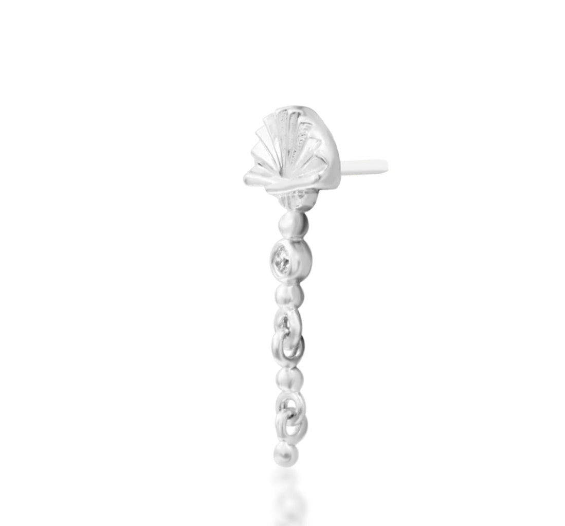 Junipurr – Dita Dangle Chain Lobe Helix Threadless End | 14K Gold & White CZ