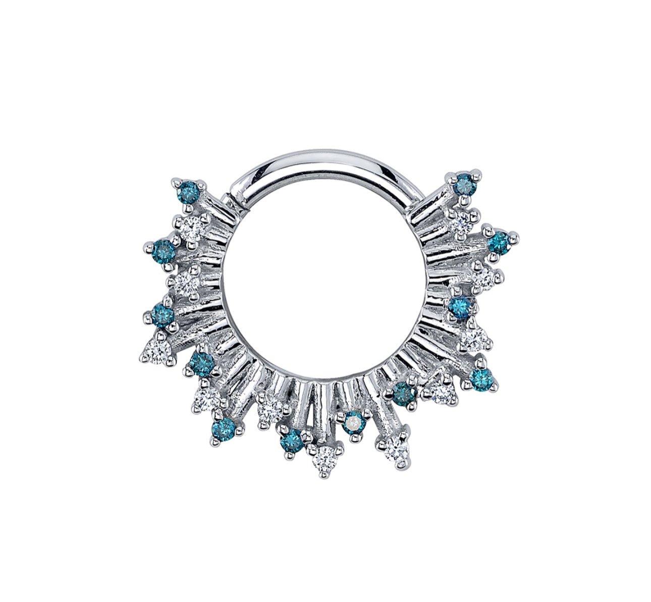 Design Your Own BVLA – Pick Your Setting & Gemstones - Frozen Daith Septum Segment Blue Diamond Ruby Ring