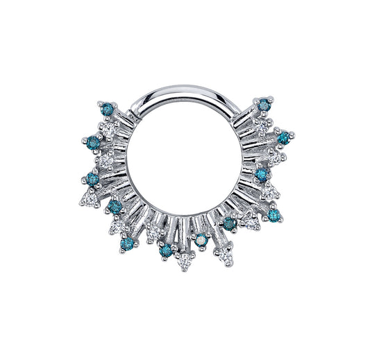 Design Your Own BVLA – Pick Your Setting & Gemstones - Frozen Daith Septum Segment Blue Diamond Ruby Ring