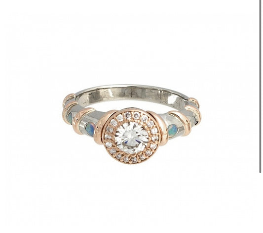 BVLA Design Your Own – Cassie White Opal & Diamond Engagement Ring | Custom Gold & Gemstones