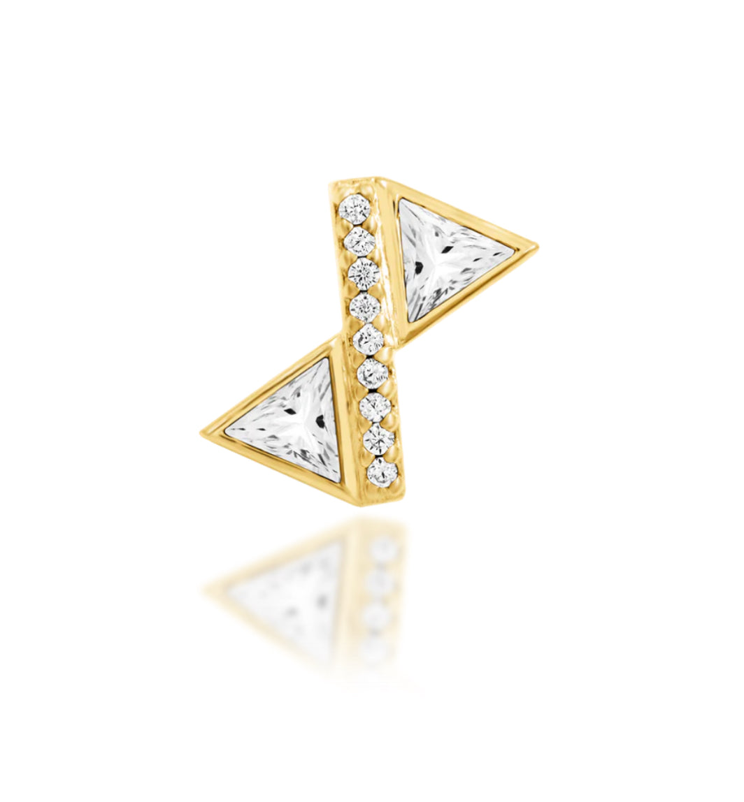 Junipurr Jewellery Bethy - White CZ 14kt Gold Threadless Attachment Lobes Earring