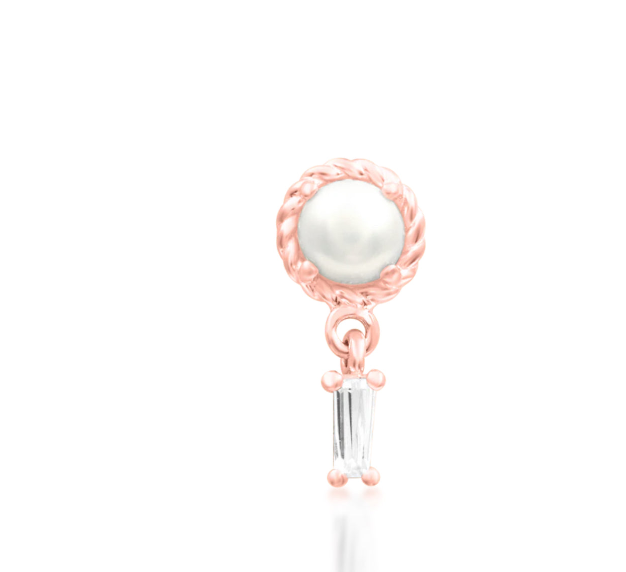 Junipurr Jewellery Millicent 14kt Gold Pearl CZ Helix Chain Charm Dangle Push Pin End
