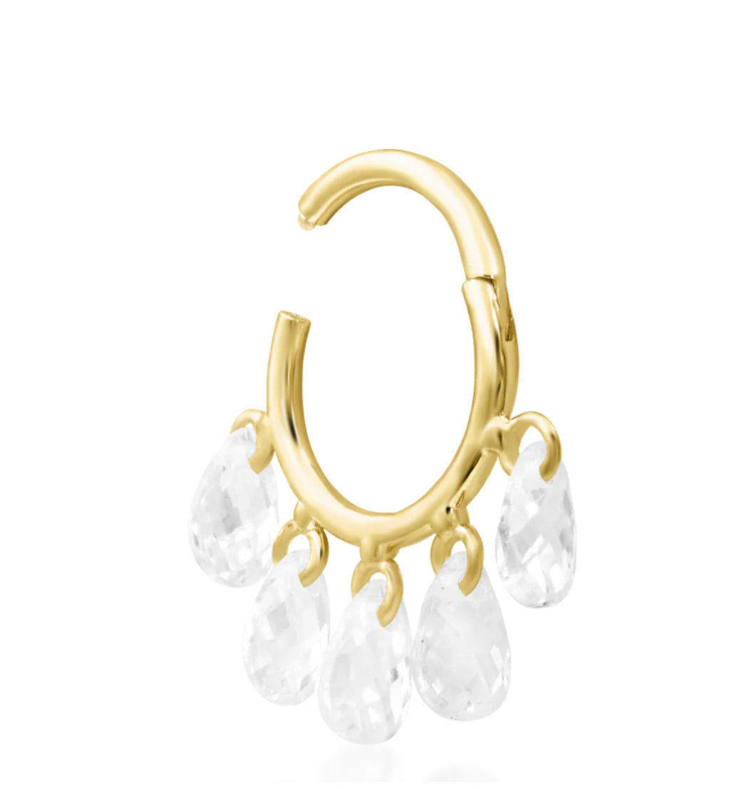 Junipurr Jewellery Sia 14kt Gold CZ Charm Dangle Helix Hinge Ring