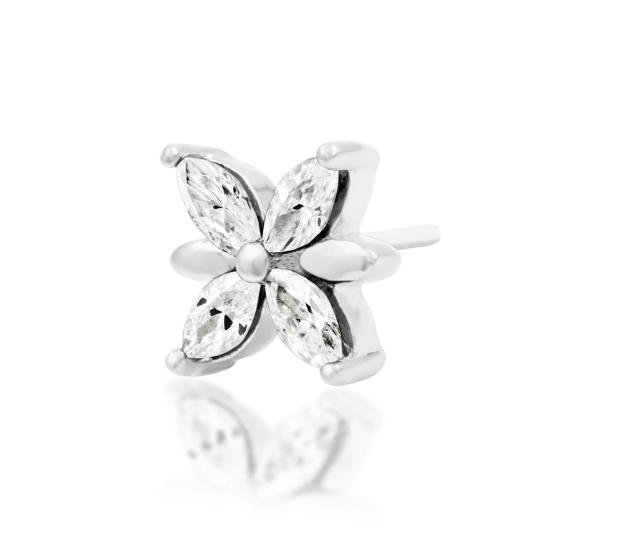 Junipurr Jewellery Lilliana White cz Threadless Attachment Flower Helix Earring