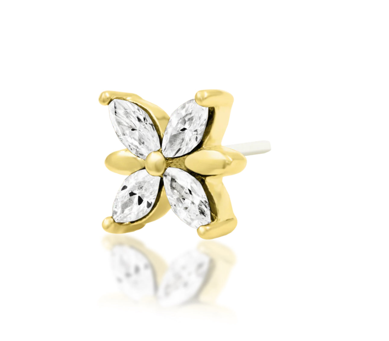 Junipurr Jewellery Lilliana White cz Threadless Attachment Flower Helix Earring