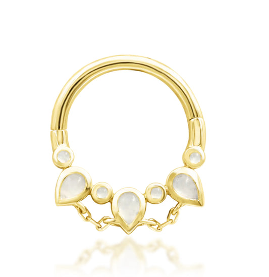 Junipurr Jewellery Catalina 14kt Gold Moonstone Segment Ring Septum Earring