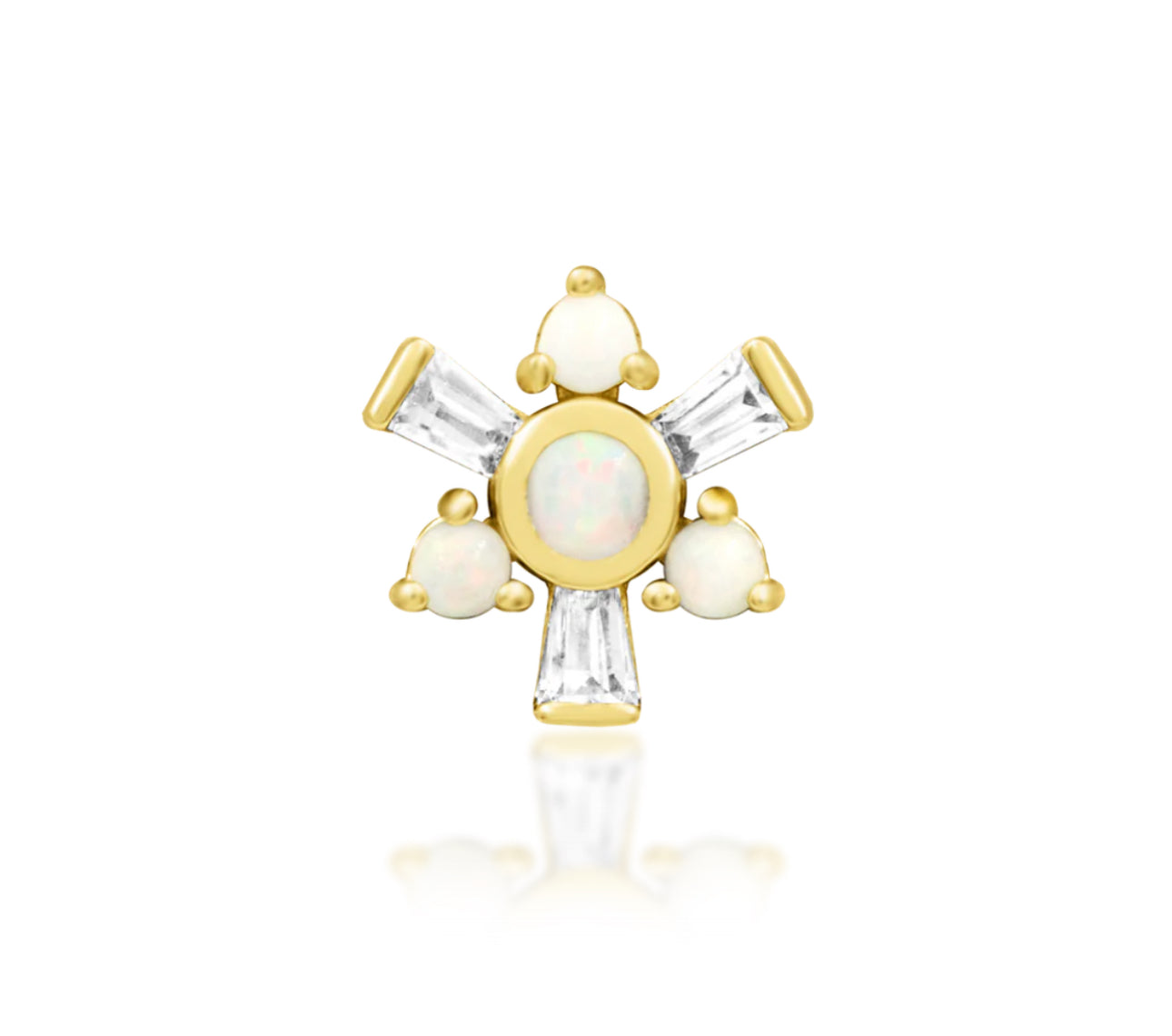 Junipurr Jewellery Carey 14kt Gold CZ & Opal Threadless Attachment Conch Earring