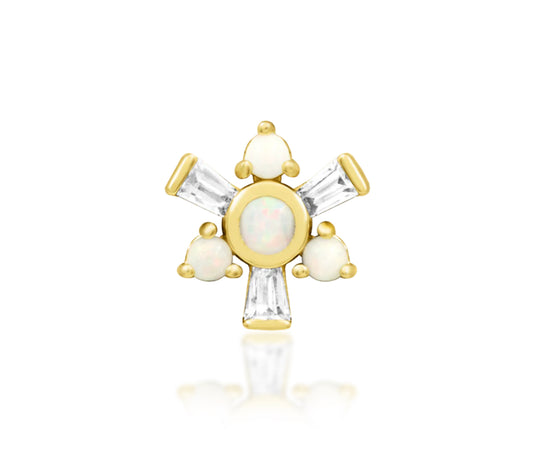 Junipurr Jewellery Carey 14kt Gold CZ & Opal Threadless Attachment Conch Earring
