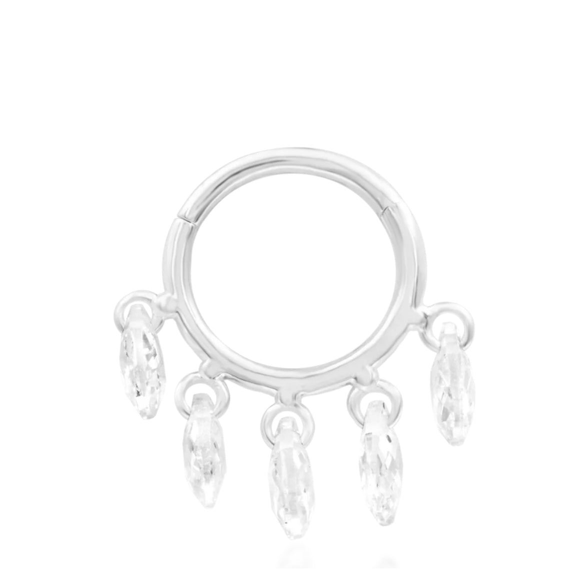 Junipurr Jewellery Sia 14kt Gold CZ Charm Dangle Helix Hinge Ring