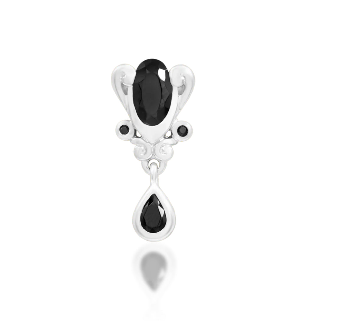 Junipurr Jewellery Empusa - Black CZ Chain Charm 14kt Gold Threadless Attachment Helix Earring