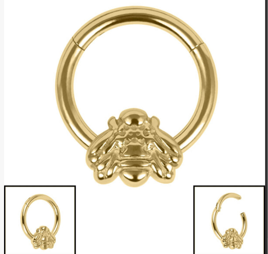 Titanium Honey Bee Hinged Clicker Ring