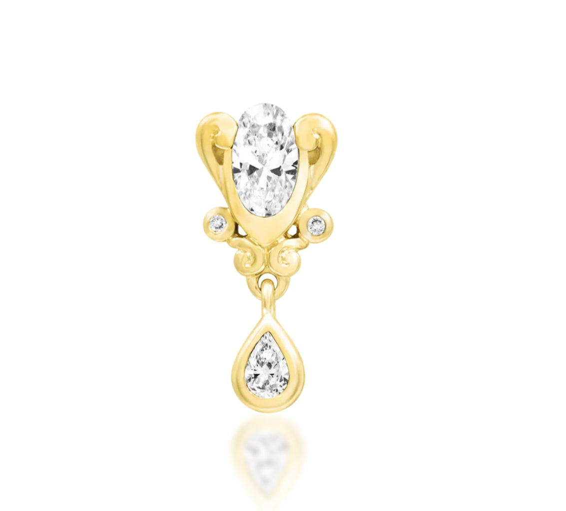 Junipurr Jewellery Empusa - White CZ. 14kt Gold Charm Helix Earring