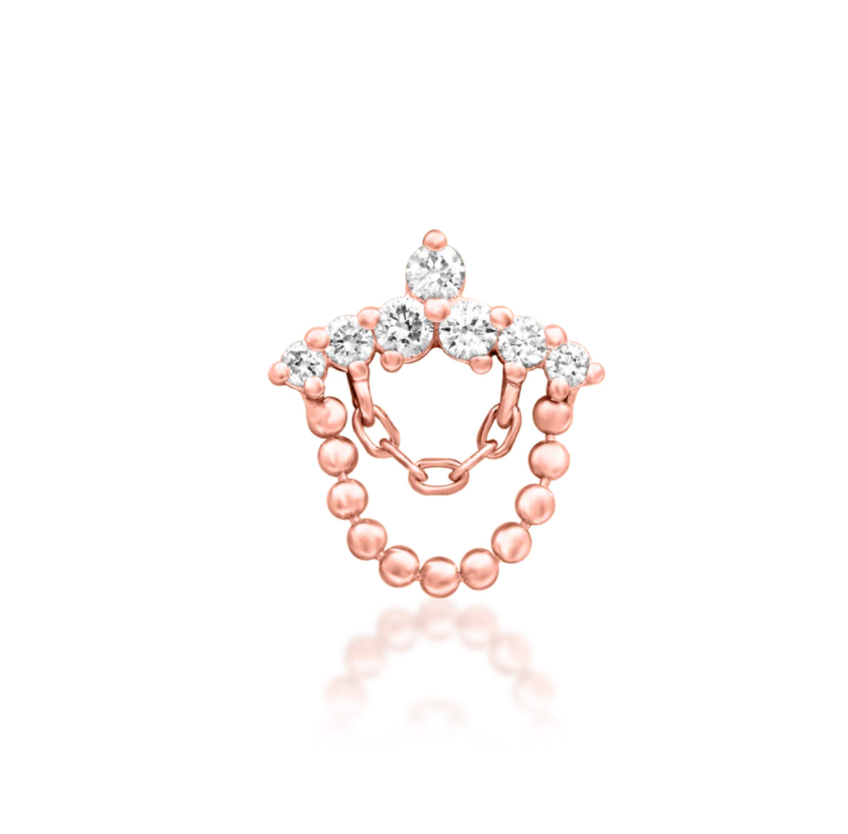 Junipurr Jewellery Ninnette 14kt Gold Diamond Chain Threadless April Birthstone Attachment Helix Earring