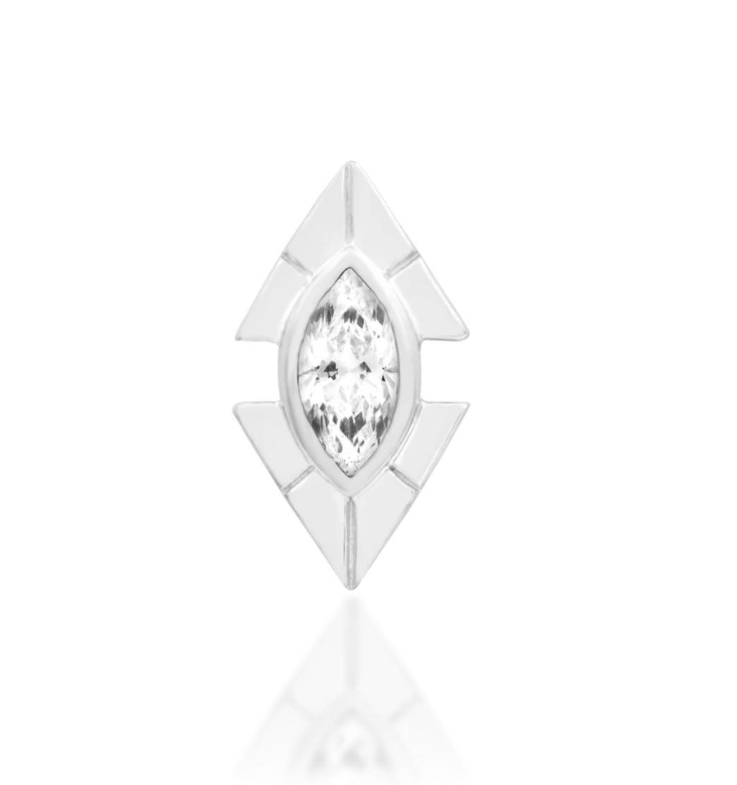 Junipurr Jewellery 14kt Gold Sirena - White Cz Threadless Attachment Helix Earring