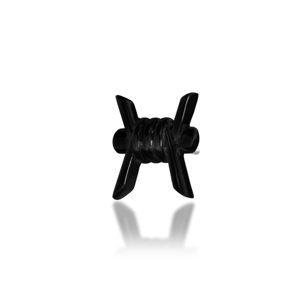 Junipurr Jewellery Barb-ara 14kt Rhodium Black Gold Barbed Wire Threadless End | Helix Lobe Conch