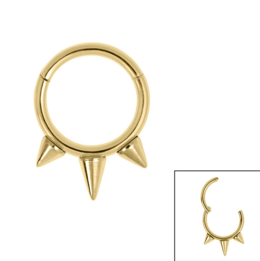 Titanium Tribal Spike Hinged Clicker Ring