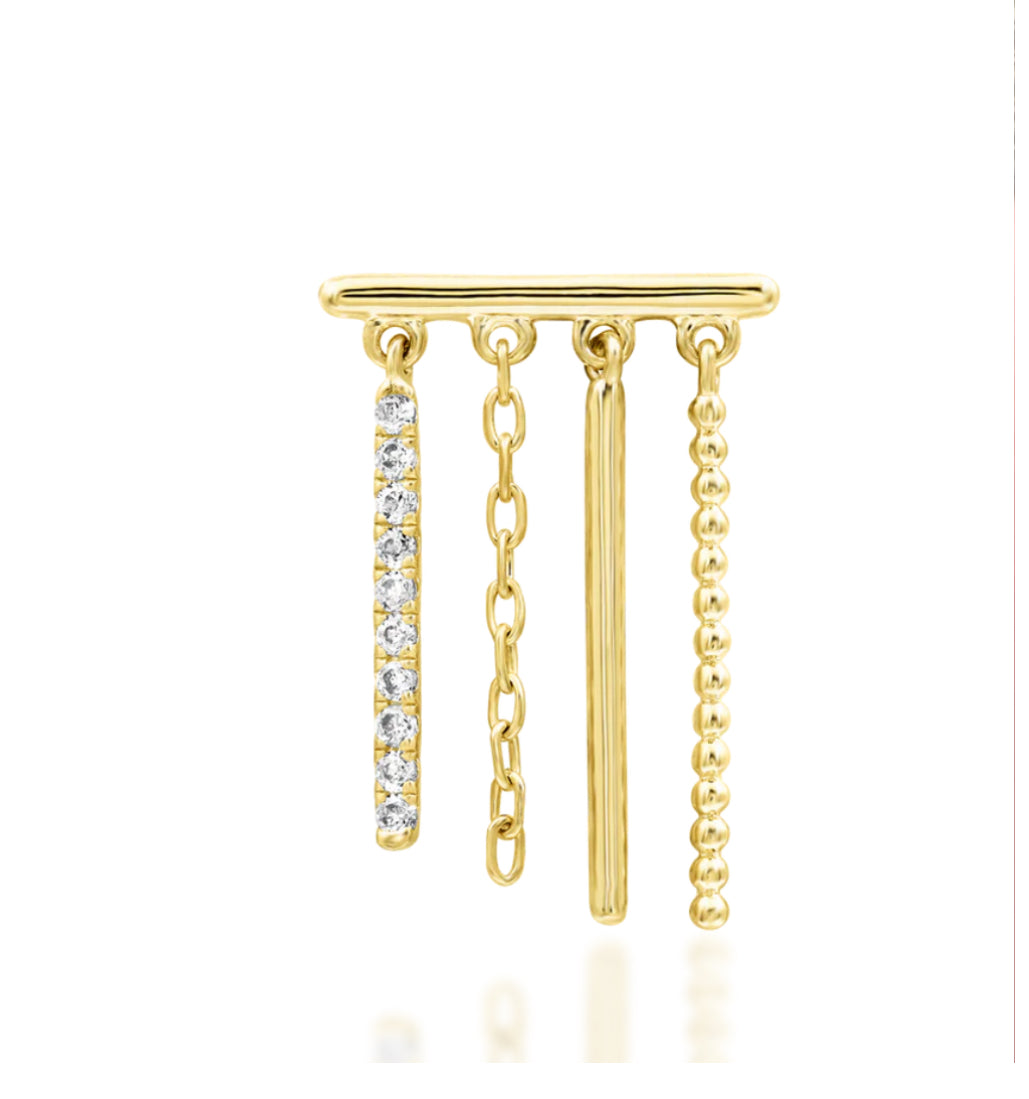 Junipurr Jewellery Chime 14kt Gold CZDangle Chain Hidden Helix