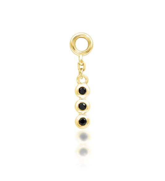 Junipurr Jewellery Cohen 14kt Gold Chain Charm Black CZ Dangle lobe Earring