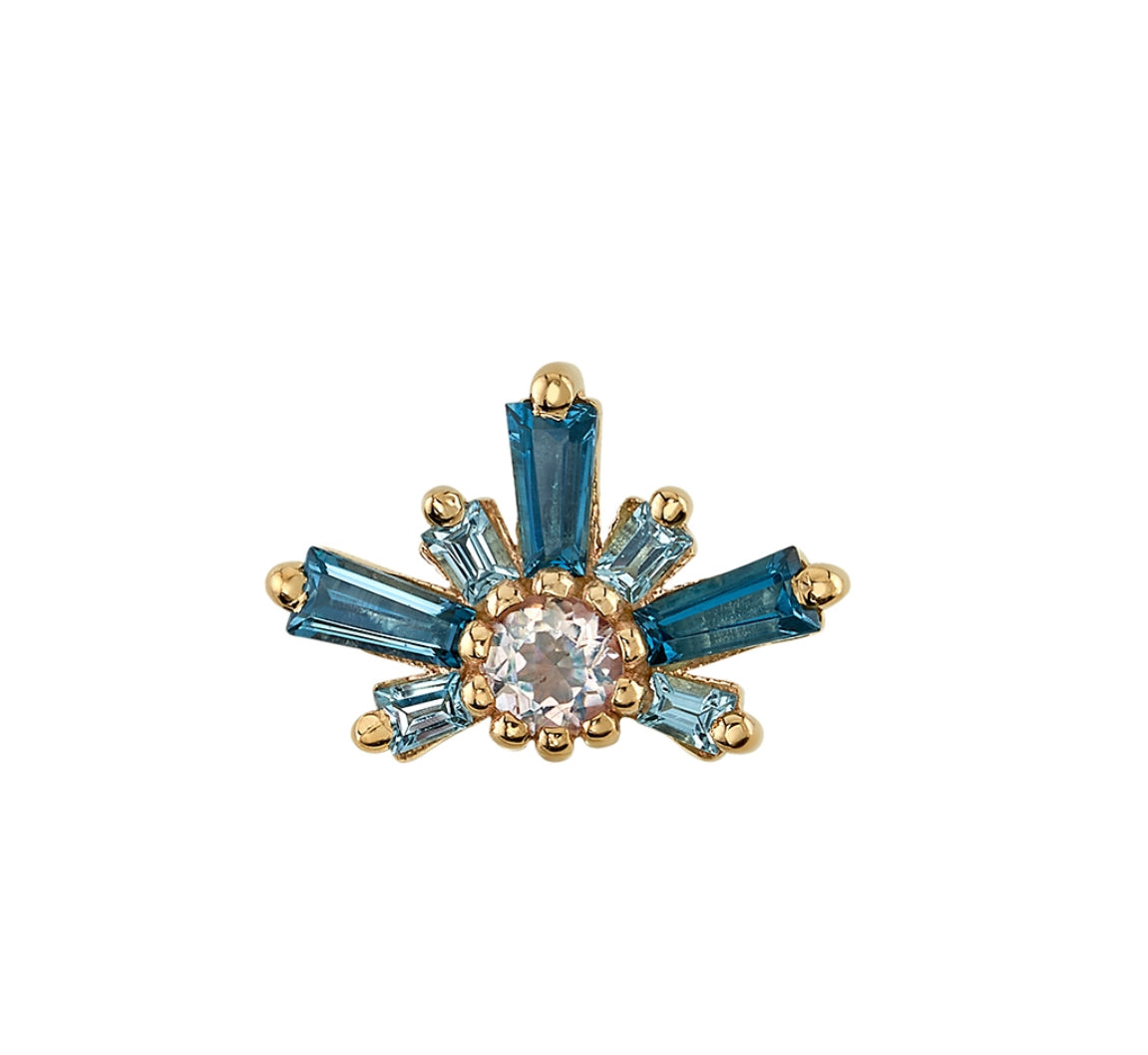 Design Your Own BVLA – Pick Your Setting & Gemstones - Half Mininova 8mm Gold Diamond Helix Conch Attachment Earring