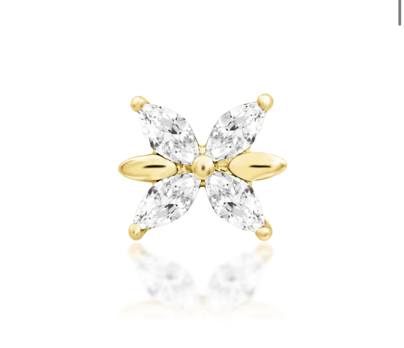 Junipurr Jewellery Lilliana White cz Threadless Attachment Flower Helix Earring