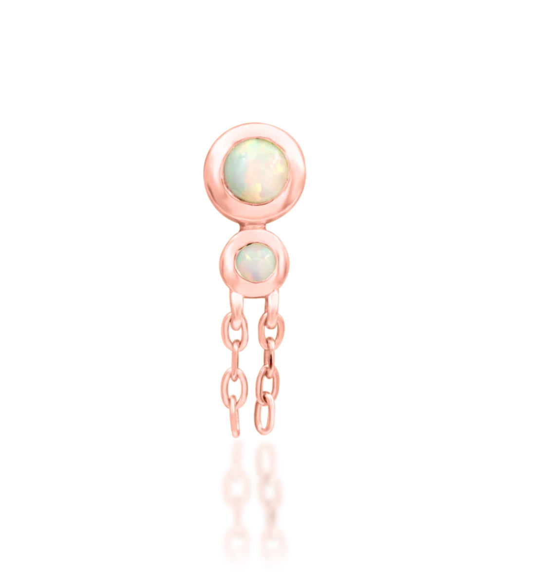 Junipurr Jewellery Anneliese 14kt Gold Opal Dangle Chain Threadless Attachment Helix Earring