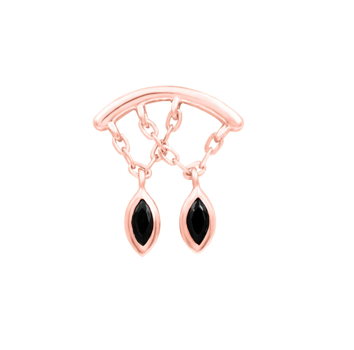 Junipurr Jewellery Delphine - Black CZ 14kt Gold Chain Threadless Attachment Helix Earring