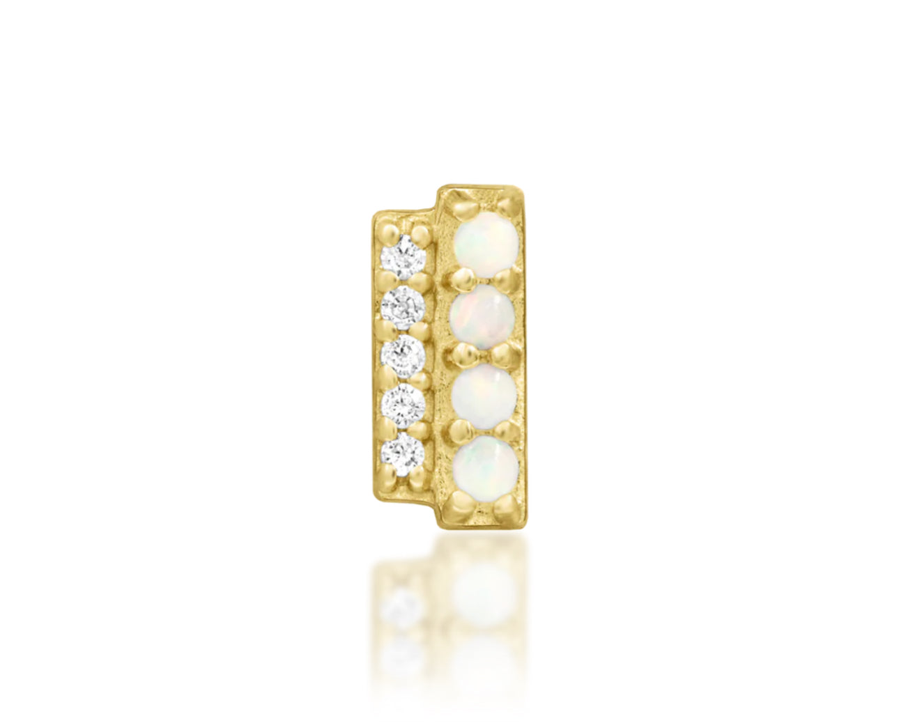 Junipurr Jewellery Bartlett 14kt Gold Opal & CZ Threadless Attachment Libe Earring