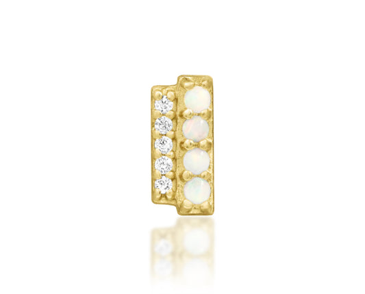 Junipurr Jewellery Bartlett 14kt Gold Opal & CZ Threadless Attachment Libe Earring