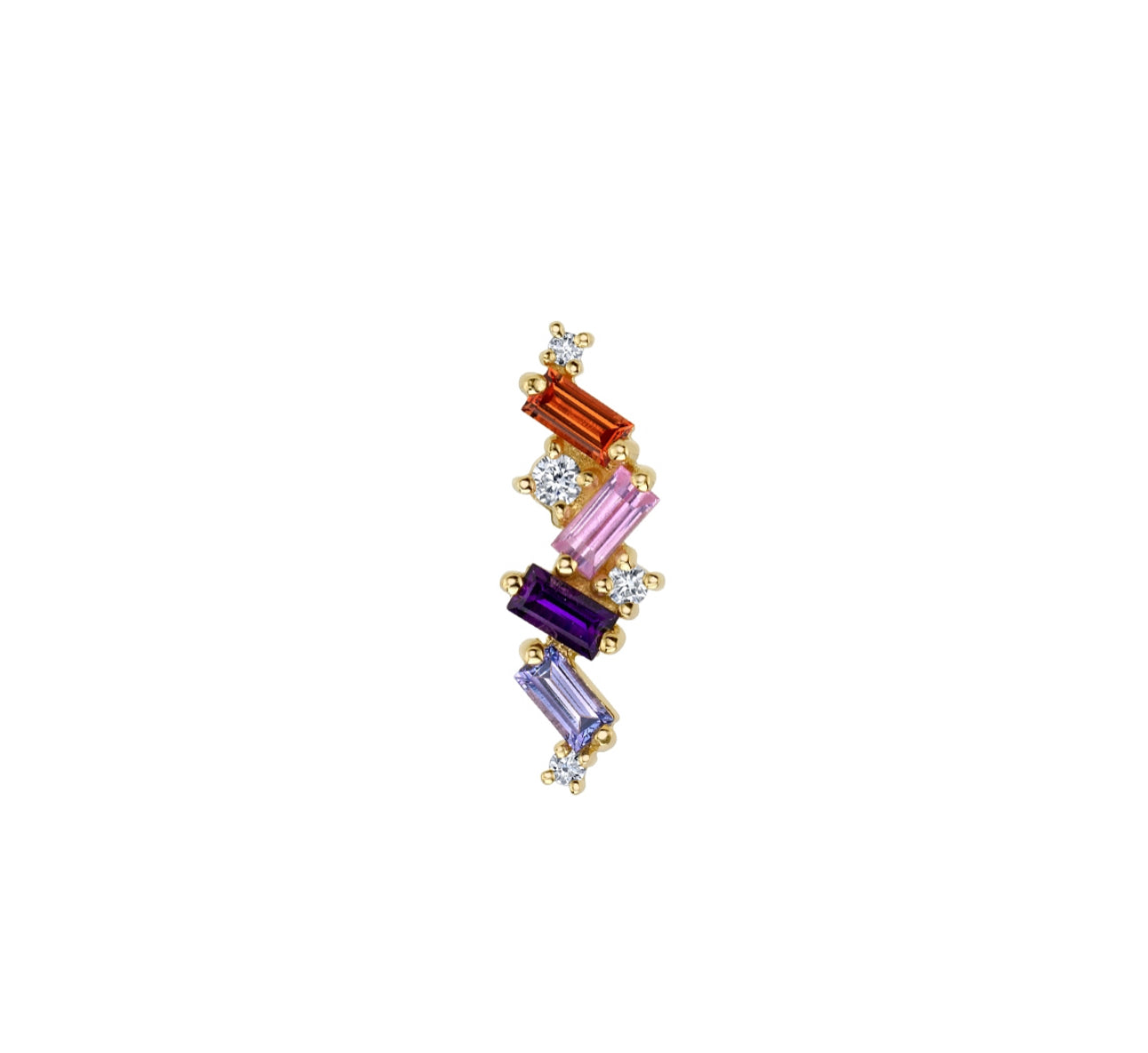 Design Your Own BVLA – Pick Your Setting & Gemstones- Genesis Diamond Sapphire Baguette Attachment End Helix Conch Earring