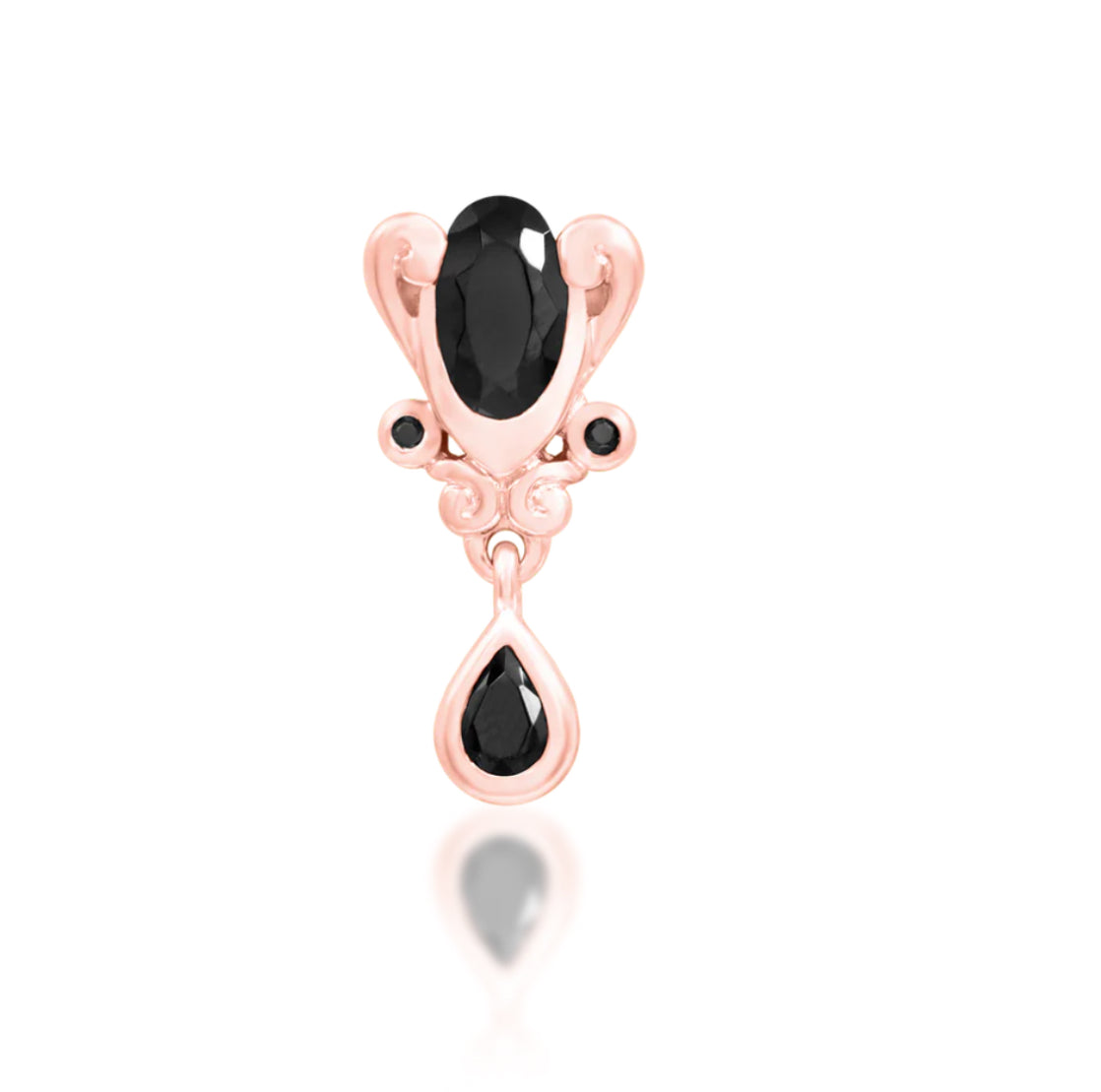 Junipurr Jewellery Empusa - Black CZ Chain Charm 14kt Gold Threadless Attachment Helix Earring