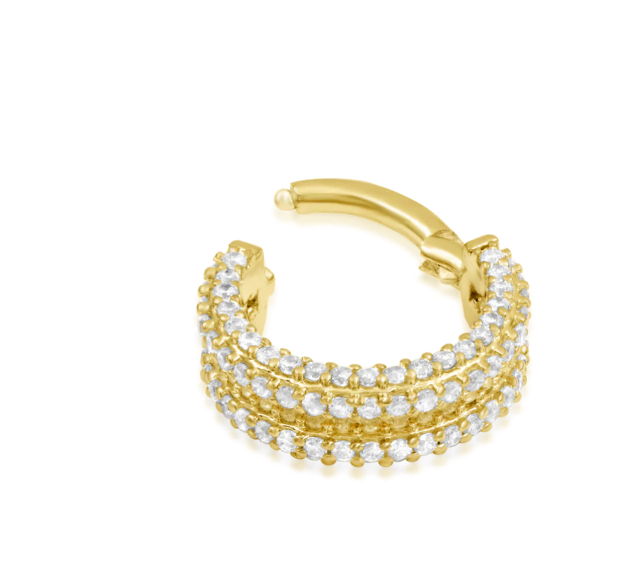 Junipurr Mie Mie 14kt Gold CZ Hinge Segment Ring Huggie