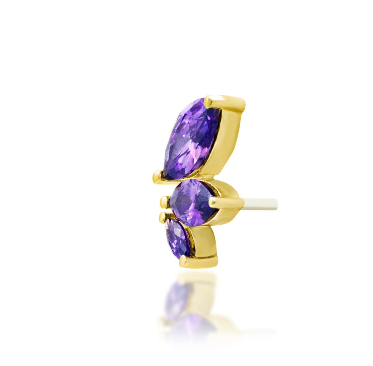Junipurr Jewellery Glory 14kt Gold Amethyst Marquise February Birthstone Helix Threadless End